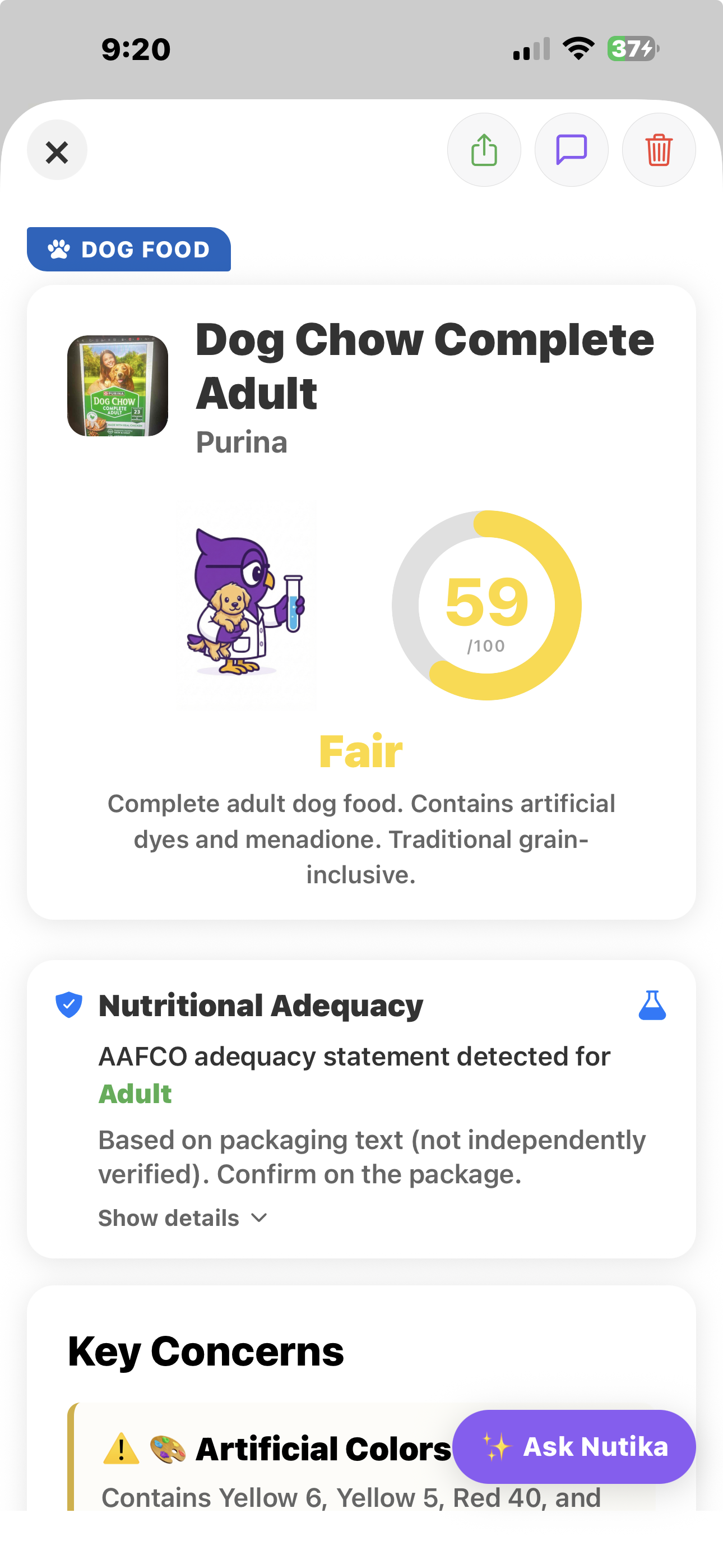 Nutika pet nutrition screenshot